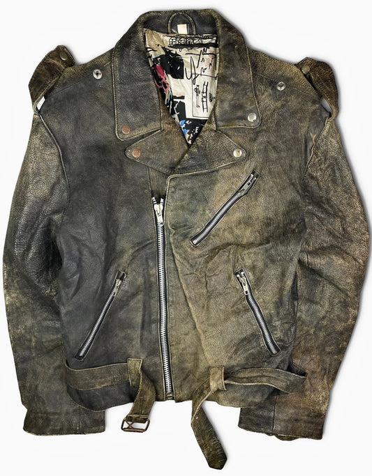 Vintage Thrashed Real Leather Biker jacket